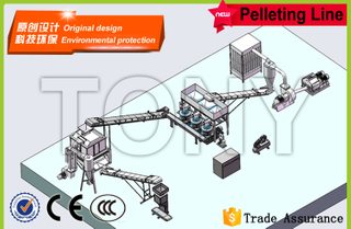 Linha de pellets de cavacos de madeira